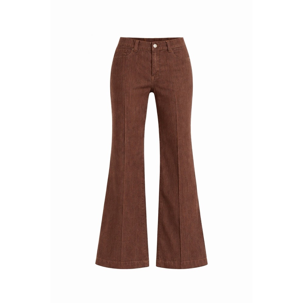 VTG New AZI Y2K Chocolate Brown Denim Jeans Sz 12 Wide Flare Deadstock
